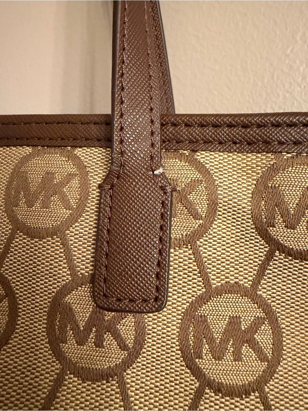 Michael Kors Brown Monogram Logo Canvas Tote Bag with COA